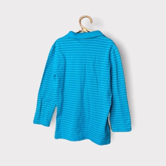 SOLD Lacoste polo shirt long sleeve collared golf top turquoise blue 10 - Picture 3 of 13